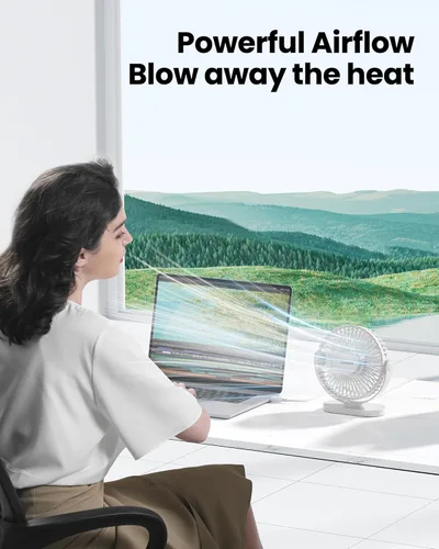 Miniatura 2 de Gaiatop - Ventilador de escritorio USB, pequeño de 5.5 pulgadas, silencioso y potente de 3 velocidades, rotación de 90°, mini ventilador de mesa