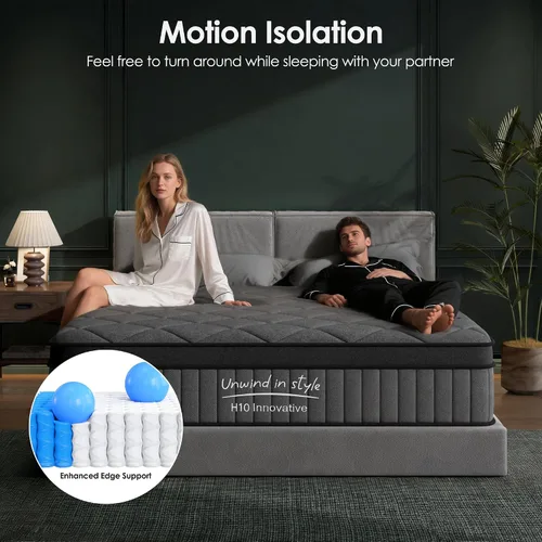 Miniatura 5 de sogesfurniture Queen 8" Gel Memory Foam Hybrid Mattress with Pocket Springs Medium-Firm Bed Cooling Airflow Mesh Motion Isolation Spinal Alignment