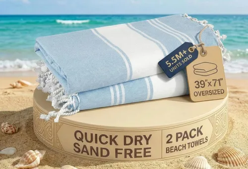 Miniatura 58 de LANE LINEN - Paquete de 4 toallas de playa de gran tamaño, toalla de piscina prelavada, extragrande, de secado rápido y sin arena, toalla de viaje