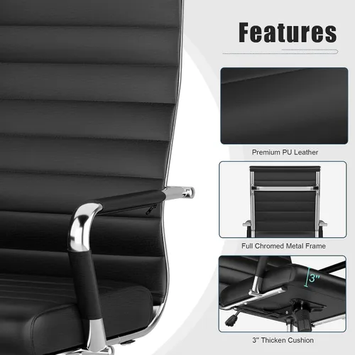 Miniatura 5 de Okeysen Office Desk Chair, Ergonomic Leather Modern Conference Room Chairs, Executive Ribbed Height Adjustable Swivel Rolling Chair for Home Office