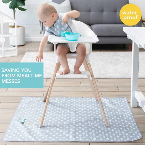 Miniatura 2 de Bumkins Alfombrilla para Salpicaduras de Bebé para Debajo de Silla Alta, Alfombrilla para Desorden de Comida para Bebés y Niños Pequeños, Tela