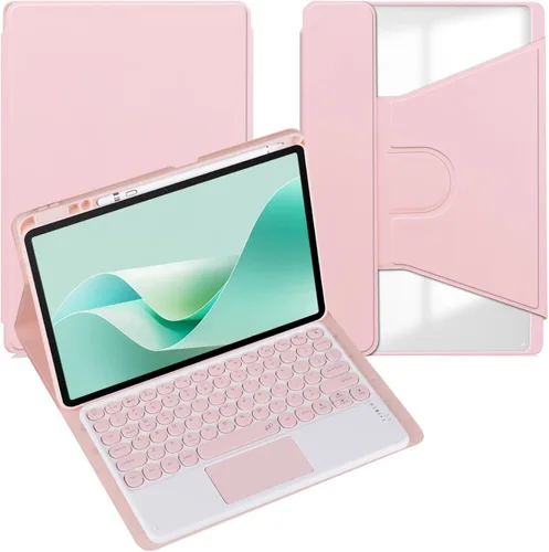 Miniatura 29 de Funda para tableta Samsung Galaxy Tab A8 de 10.5 pulgadas, teclado redondo inalámbrico desmontable Bluetooth, cubierta trasera transparente
