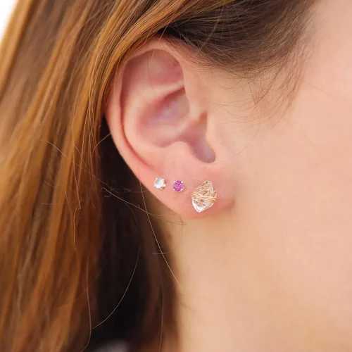 Miniatura 6 de Herkimer Diamond Stud Earrings in solid 14K, Sterling Silver, Gold Fill, or Rose Gold Fill by Lotus Stone Jewelry