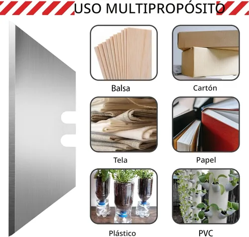 Miniatura 5 de DIYSELF Paquete de 50 Cuchillas para Cuchillo Utilitario, Cuchillas Cortadoras de Caja de Acero SK5 con Dispensador, Cuchillas Estándar