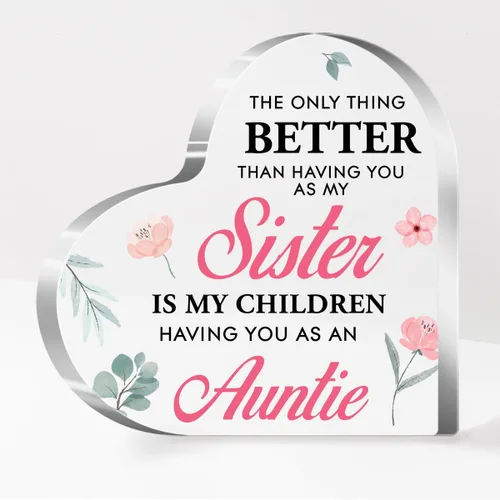 Miniatura 9 de Regalos para tía de sobrina, regalos para tía Navidad, cumpleaños, día de la madre, tía da abrazos como una madre, placa acrílica de corazón regalo