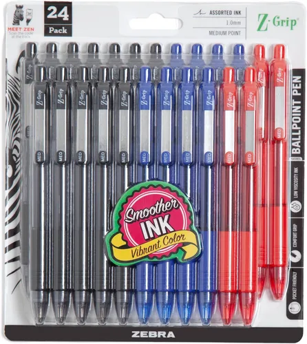 Miniatura 16 de Zebra Pen Z-Grip - Bolígrafo retráctil de punta media, 3/64 pulgadas, tinta negra, 12