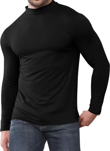 Miniatura 5 de Uni Clau Suéter de cuello alto falso para hombre, de manga larga, suéter básico ajustado