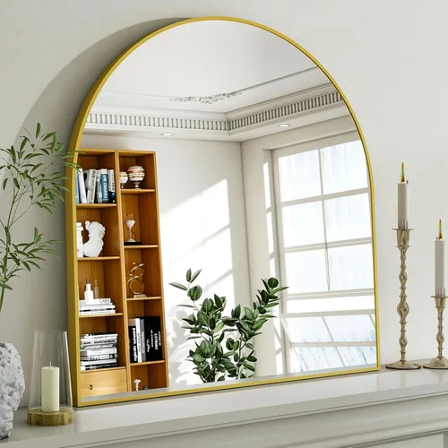Miniatura 8 de Espejo de Baño con Arco, Espejo de Baño Arqueado de 20x30 pulgadas/Espejo de Tocador Montado en la Pared - Espejo de Pared con Marco de Metal Negro