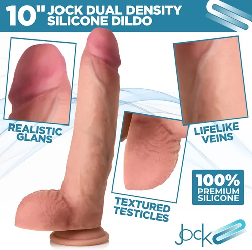 Miniatura 2 de CURVE TOYS Jock - Consolador de silicona de doble densidad de 10 pulgadas con bolas para hombres, mujeres y parejas. Consolador de silicona de alta
