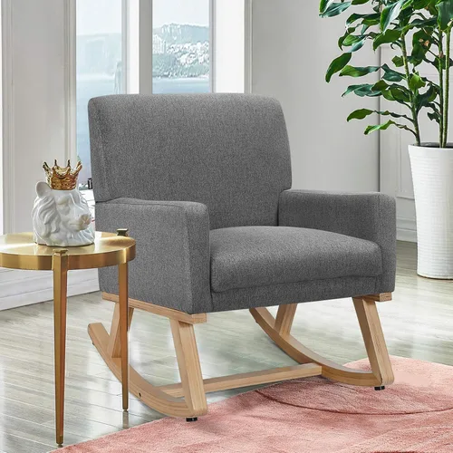 Miniatura 8 de POWERSTONE Sillas mecedoras tapizadas para habitación del bebé, con reposabrazos de mediados de siglo, para espacios pequeños, dormitorio, sala