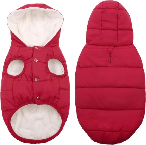 Miniatura 2 de SAWMONG Abrigo de invierno impermeable para perro, chaqueta cálida con forro polar para perro con capucha, abrigo resistente al viento, chaleco