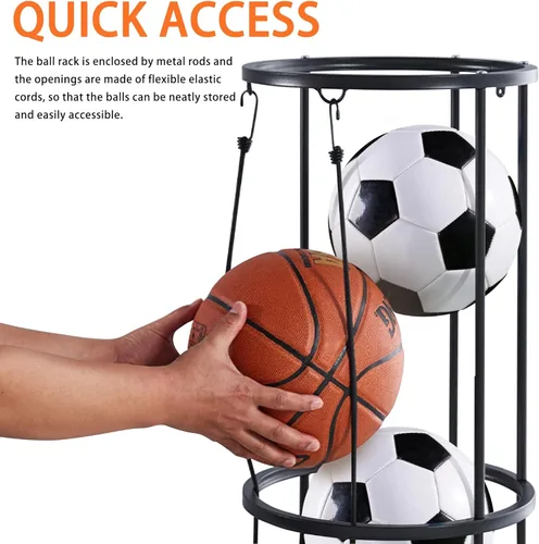 Miniatura 3 de Estante de almacenamiento para pelotas de garaje, soporte de baloncesto montado en la pared, estante vertical para pelotas de fútbol, voleibol