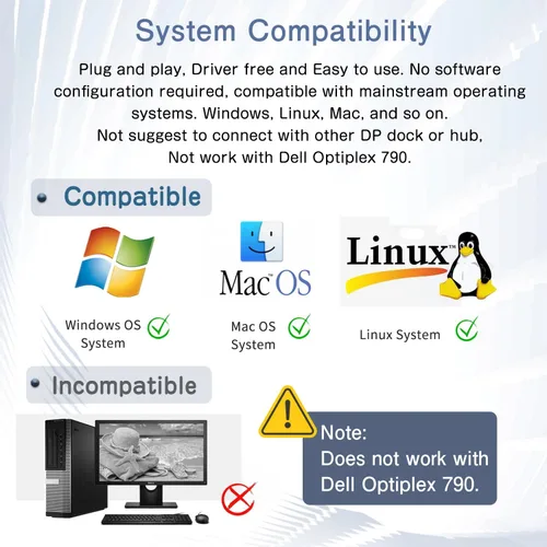Miniatura 7 de Adaptador divisor DisplayPort a Dual Displayport compatible con modo extendido/espejo MST, 4K a 120Hz 4K @60Hz DisplayPort Splitter 1 en 2 salidas