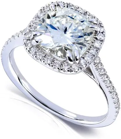 Miniatura 4 de Kobelli Anillo de compromiso de moissanita de corte cojín 2 14 CTW oro blanco de 14 quilates (0.295in)