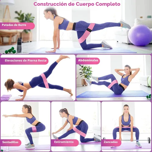 Miniatura 6 de Renoj Resistance Bands for Working Out: 3-Set Professional Exercise Bands for Pilates, Yoga, Home Gym, Booty, Leg Training Heavy/Medium/Light Rosa