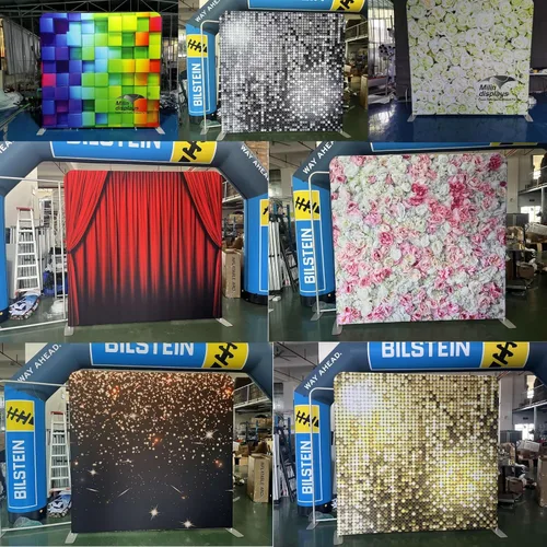 Miniatura 6 de Telón de fondo de cabina de fotos de 8 pies, logotipo personalizado, impresión de doble cara con soporte de tubo de aluminio y bolsa de transporte