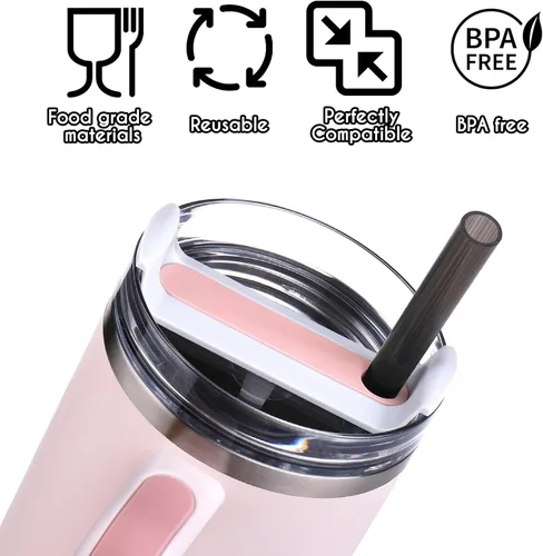 Miniatura 5 de AIERSA - Pajita de repuesto de 12 pulgadas negra para tazas Stanley de 40/30 onzas, pajita reutilizable de plástico para el vaso Stanley Quencher
