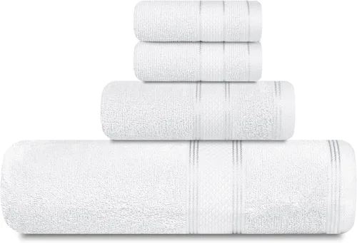 Miniatura 9 de Casa Lino Juego de 4 toallas de baño 100% algodón (1 toalla de baño, 1 toalla de mano y 2 paños de lavado) - Juego de toallas de baño y paños