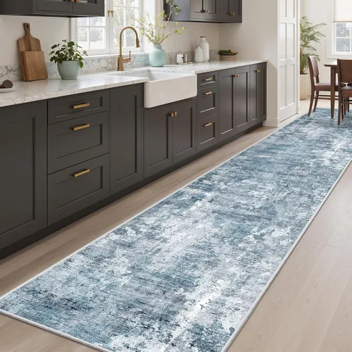 Miniatura 206 de Alfombra de pasillo Soalmost 2'6" x 10' lavable, alfombra antideslizante para cocina, baño, lavandería, alfombras vintage ultra delgadas para Beige