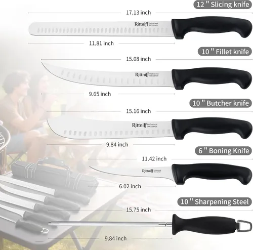 Miniatura 4 de 5 cuchillos de chef con bolsa de rollo, juego de cuchillos de cocina, cuchillo afilado de acero inoxidable para cortar carne, frutas y verduras