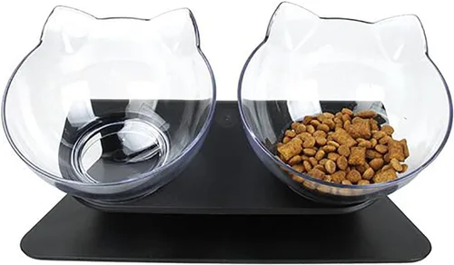 Miniatura 7 de Luck Dawn Cuencos elevados dobles para gatos con soporte elevado, 15 cuencos inclinados para gatos, soporte protector de cuello, comedero elevado
