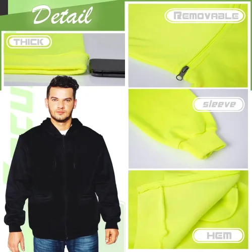 Miniatura 4 de Chaqueta con capucha de seguridad reflectante de alta visibilidad con mangas extraíbles Hi Vis Ropa de trabajo de protección al aire libre unisex