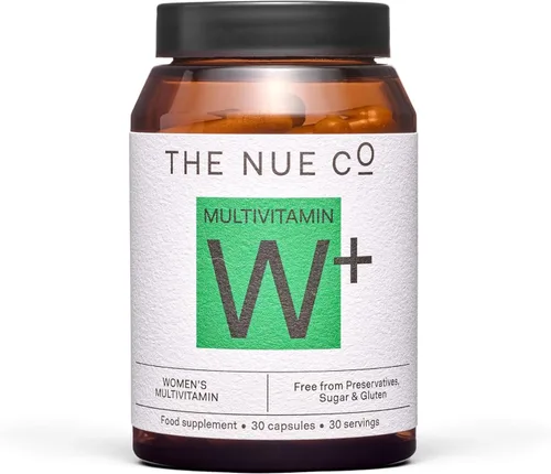 The Nue Co. Suplemento multivitamínico para mujer - Apoya la energía, la inmunidad, la concentración, vegano, sin gluten, 30 cápsulas