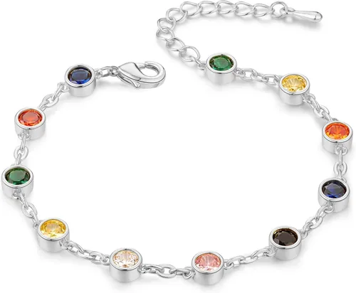 Miniatura 2 de Pulsera de piedras preciosas de arcoíris doradas, pulsera de piedra de circón delicada, regalo para fiesta, cumpleaños, Navidad