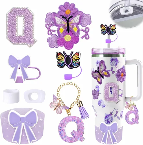 Miniatura 133 de 15 piezas de set de accesorios para vaso Stanley Cup 30oz 40oz con asa, incluye cubierta de pajita de silicona y bota, encanto de asa, encantos