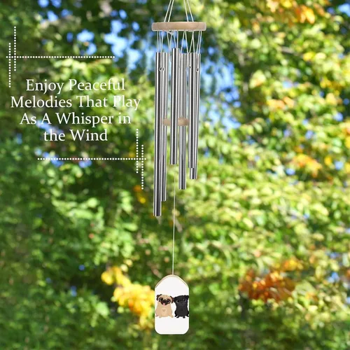Miniatura 5 de Divertidos carillones de viento conmemorativos para perros con 6 tubos de aleación de aluminio, campanillas de viento, regalo para patio al aire