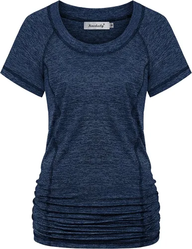 Ninedaily Camiseta de entrenamiento para mujer, camiseta de yoga de manga corta, estilo casual