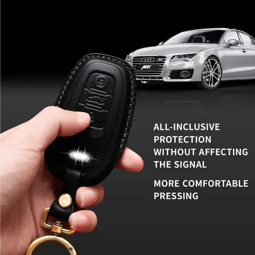 Miniatura 5 de Tukellen Compatible con Audi - Funda de piel auténtica para llavero compatible con Audi R8 Q5 Q7 S3 S4 S5 S6 S7 S8 SQ5 RS5 RS7 A4 A5 A6 A7 A8