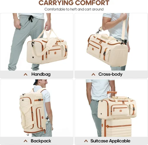 Miniatura 8 de Bolsa de gimnasio para hombres y mujeres con compartimento para zapatos y laptop, bolsa de viaje deportiva 3 en 1, mochila antirrobo para avión