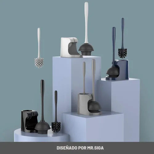 Miniatura 9 de MR.SIGA Combo de émbolo de inodoro y cepillo para limpieza de baño, negro, 2