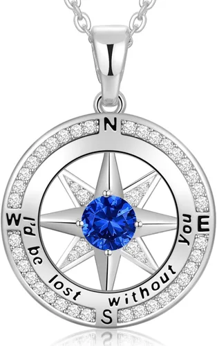 Miniatura 17 de Peeshow Collar para mujer, brújula, piedra natal, joyería de cumpleaños, aniversario, ideas para su novia, regalo romántico de amor en Navidad, día