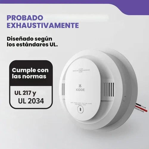 Miniatura 8 de Kidde Detector de humo y monóxido de carbono cableado, batería de reserva de 10 años, alertas de voz, indicadores de luz de advertencia LED