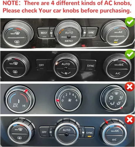 Miniatura 2 de Auovo Cubiertas de perilla de CA compatibles con accesorios Volkswagen VW, Tiguan Taos, Jetta, Passat, Atlas, Golf R Beetle, aleación de aluminio