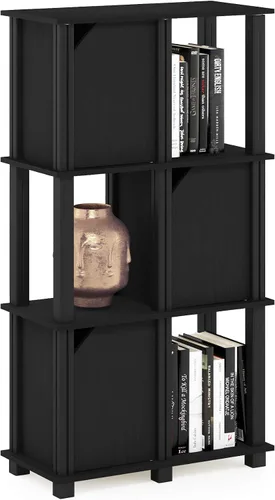 Miniatura 15 de FURINNO Brahms - Estantería de almacenamiento, 3 niveles, roble negro/negro