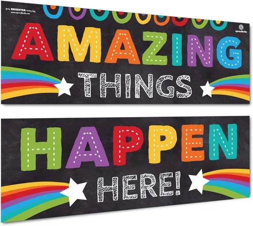 Sproutbrite Decoraciones para el aula, carteles para profesores, tablón de anuncios y decoración de pared para temas de preescolar, primaria y