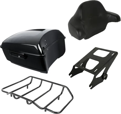Miniatura 28 de XMT-MOTO King Tour Trunk + almohadilla de respaldo envolvente+estante de montaje negro+accesorios de acoplamiento para Harley Touring Road King Road