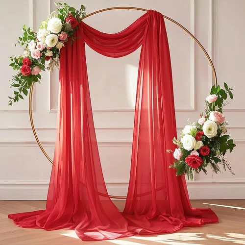 Miniatura 3 de FUHSY Tela para arco de boda, 20 pies, 2 paneles de tela de gasa, cortinas transparentes para telón de fondo de boda, elegantes cortinas de arco
