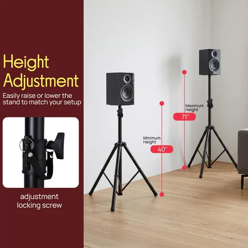 Miniatura 2 de Soporte universal tipo trípode para altavoz de DJ con altura ajustable, fabricado con acero resistente y duradero