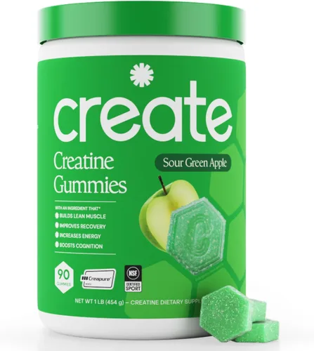Miniatura 13 de Create - Gomitas de creatina monohidratada con 1.5 g de creatina por gomita para fuerza muscular, resistencia, recuperación y concentración