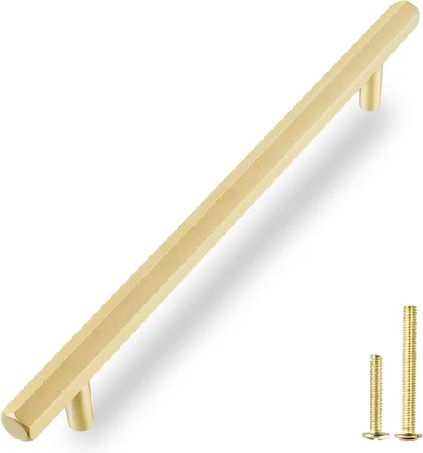 Miniatura 11 de QOGRISUN Paquete de 5 perillas de latón macizo para cajones hexagonales, manijas de un solo agujero, adecuadas para herrajes de cocina, baño, cómoda