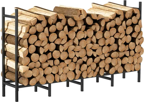 Soporte de leña para interiores y exteriores de 5.3 pies para almacenamiento de leña para chimenea, soporte ajustable para apilar troncos de fuego,