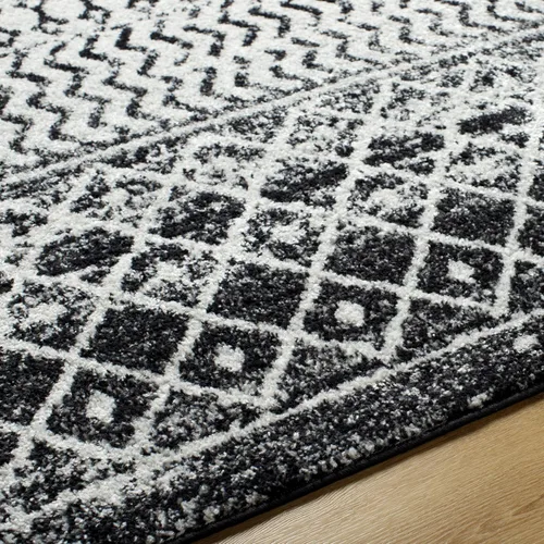 Miniatura 9 de Livabliss Alfombras de Área - Alfombra Chester Boho Marroquí Negra de 2x16 para Sala de Estar y Dormitorio - Alfombra Geométrica Blanca y Gris