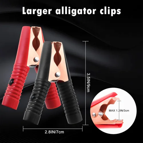 Miniatura 2 de CUZEC Cable de extensión de 16 AWG con abrazadera de batería de 12 V/24 V clip de batería para inversor de alta potencia y más (1.6 pies de largo)
