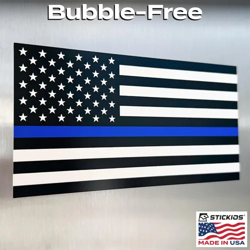 Miniatura 9 de Stickios pegatina de la línea azul delgada - Calcomanía de bandera americana de la policía para respaldar el azul en autos, camiones y ventanas