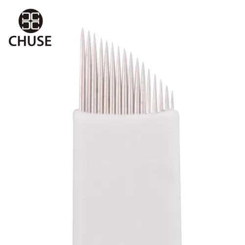 Miniatura 2 de Chuse S16 50pcs Maquillaje Permanente Manual Ceja Tatuaje Aguja Curvada Hoja 16 Agujas