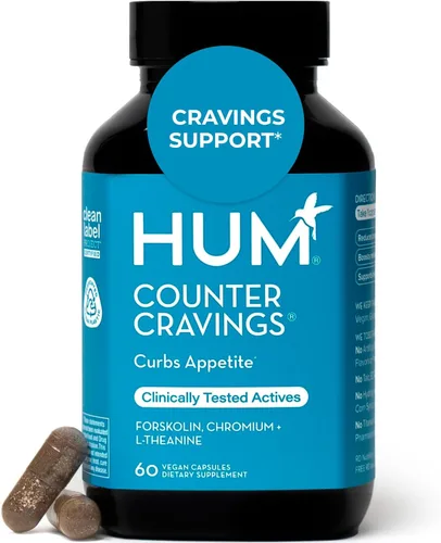 HUM Suplementos de cromo contra los antojos con L teanina, extracto de algas marinas y forskolina para ayudar a apoyar el apetito, los antojos y las